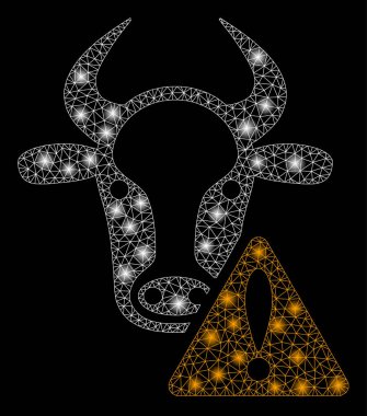 Parlama Spotlar ile parlak Mesh 2D Cow uyarı