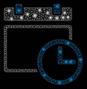 Işık Spotlar ile parlak mesh ağ tarih ve saat