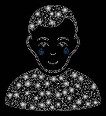 Işık Spotlar ile parlak Mesh karkas ağlayan çocuk