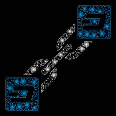 Işık Spotlar ile parlak Mesh tel çerçeve Dash Blockchain