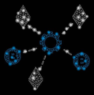 Parlama Spotlar ile parlak mesh ağ cryptocurrency Ağ düğümleri