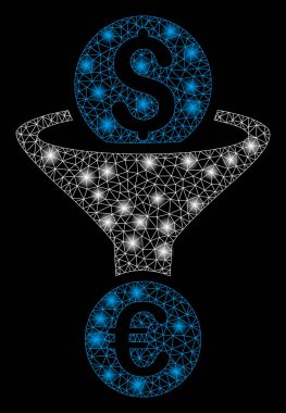 Parlak Mesh 2D dolar Euro dönüşüm patlama Spotlar ile huni