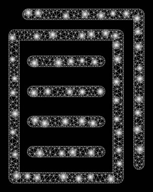 Işık spotları ile parlak Mesh tel çerçeve belge sayfaları