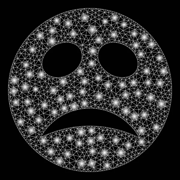 Flare Spotlar ile parlak kafes tel çerçeve depresyon Smiley — Stok Vektör