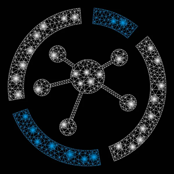 Bright Mesh 2D Connections Diagram with Flare Spots — Stock Vector