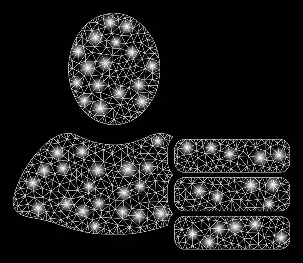 Bright Mesh Carcass Base de données des utilisateurs avec des taches lumineuses — Image vectorielle