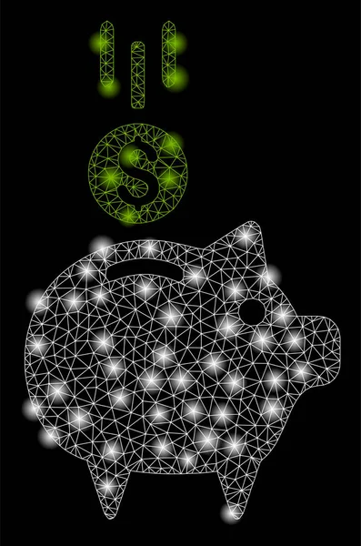 Bright Mesh 2D Deposit Piggy Bank with Flash Spots — Stock Vector