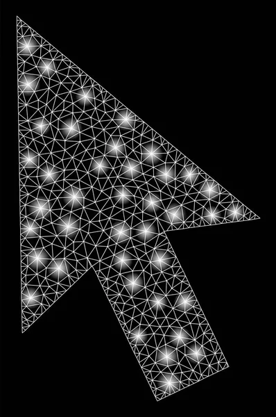 フラッシュ スポットを持つ明るいメッシュ ネットワーク カーソル矢印 — ストックベクタ