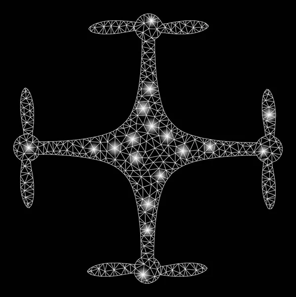 光点を持つ明るいメッシュネットワークヘリコプター — ストックベクタ