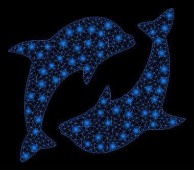 Flare Spotlar ile parlak mesh ağ yunuslar