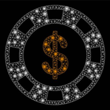 Parlak kafes tel çerçeve dolar Casino Chip Flash Spotlar ile