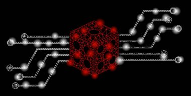 Işık lekeleri ile parlak Mesh karkas dijital zar devresi