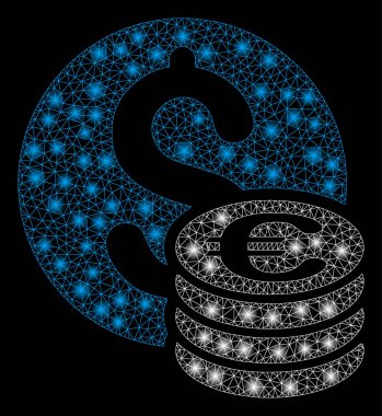 Parlama spotları ile parlak Mesh karkas dolar ve Euro sikke