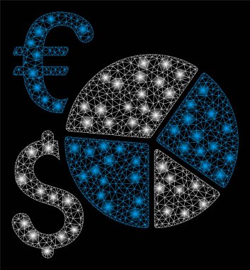 Parlama Spotlar ile parlak Mesh 2D dolar ve Euro Pie Chart