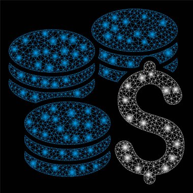 Işık Spotlar ile parlak Mesh tel çerçeve dolar sikke