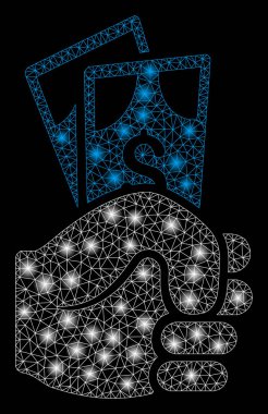 Işık Spotlar ile parlak Mesh tel çerçeve dolar banknotlar maaş