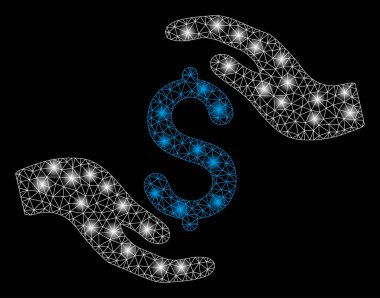 Işık Spotlar ile parlak mesh ağ dolar bakım Hands