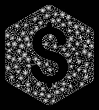 Parlak kafes tel çerçeve dolar Hexagon ile Flash Spotlar