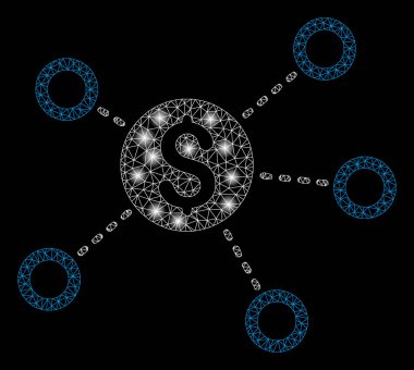 Işık Spotlar ile parlak Mesh tel çerçeve dolar ağ bağlantıları