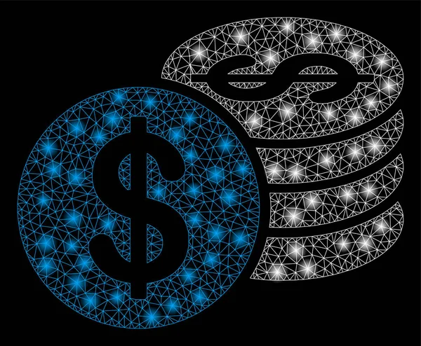 Monedas de dólar de canal de malla brillante con manchas de luz — Archivo Imágenes Vectoriales