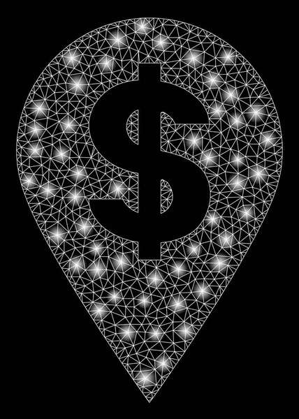 Bright Mesh Network Dollar Carte Marqueur avec des taches flash — Image vectorielle