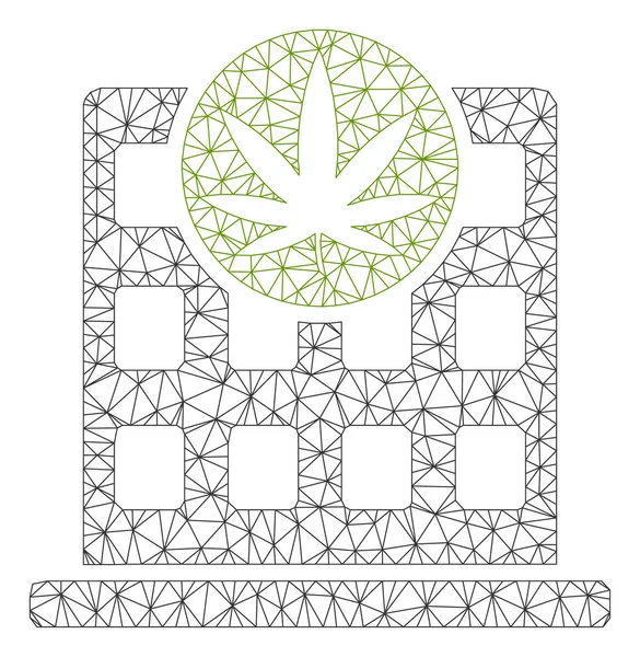 Cannabis épület Polygonal frame vektoros háló illusztráció — Stock Vector