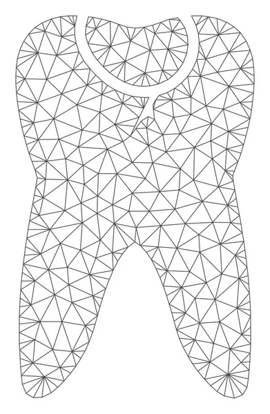 Caries Tooth Polygonal Frame Vector Mesh Ilustração — Vetor de Stock