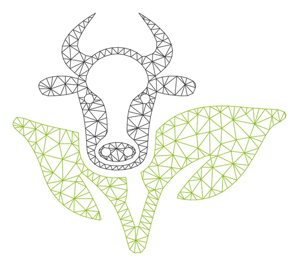 Bull och Plant Polygonal Frame vektor mesh illustration — Stock vektor