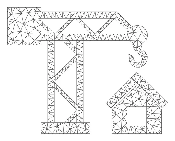 Illustration de maille vectorielle de cadre polygonal de maison de construction — Image vectorielle