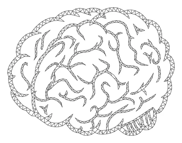 Ilustración de malla vectorial de marco poligonal cerebral — Vector de stock