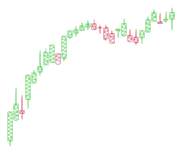 Gyertyatartó chart növekedés lassulás Polygonal frame vektoros háló illusztráció — Stock Vector