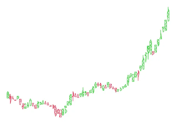 Illustrazione della maglia vettoriale della struttura poligonale di accelerazione della crescita del grafico del candeliere — Vettoriale Stock