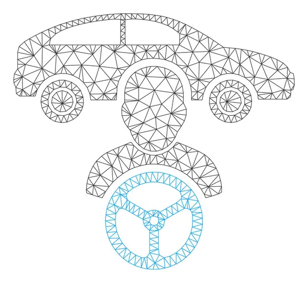 Polygonální vektorová mřížka rámu pro řidiče auta ilustrace — Stockový vektor
