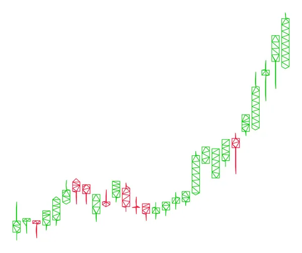 Wykres świecowy przyspieszenie wzrostu wielokątna ramka wektor siatka ilustracja — Wektor stockowy