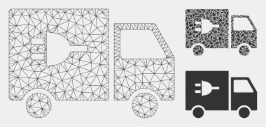 Elektrikli Araba Vektör Örgü 2d Model ve Üçgen Mozaik Simgesi