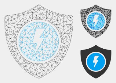 Elektrikli Koruma Vektör Örgü Karkas Modeli ve Üçgen Mozaik Simgesi