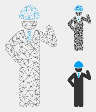 Mühendis Vektör Örgü Ağ Modeli ve Üçgen Mozaik Simgesi