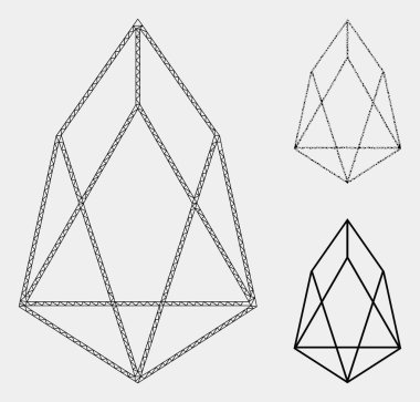 Eos Currency Vector Mesh Network Model and Triangle Mosaic Icon