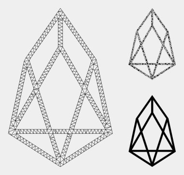 Eos Currency Vector Mesh Network Model and Triangle Mosaic Icon