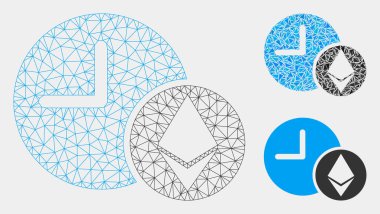 Ethereum Kredi Saat Vektör Mesh Ağ Modeli ve Üçgen Mozaik Simgesi
