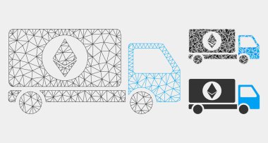 Ethereum Delivery Lorry Vector Mesh Network Model ve Üçgen Mozaik Simgesi