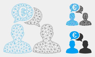 Euro Chat Vektör Örgü 2d Model ve Üçgen Mozaik Simgesi