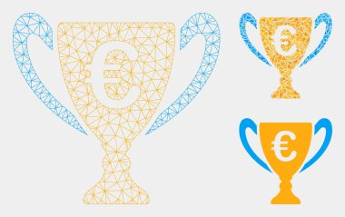 Euro Cup Vektör Örgü Karkas Modeli ve Üçgen Mozaik Simgesi