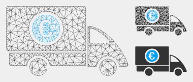 Euro Teslimat Vektör Örgü Karkas Modeli ve Üçgen Mozaik Simgesi