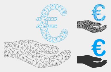 Euro Bağış Vektör Örgü Karkas Modeli ve Üçgen Mozaik Simgesi