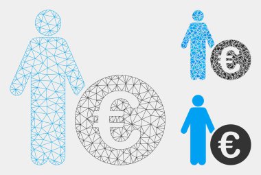 Euro Yatırımcı Vektör Mesh 2d Model ve Üçgen Mozaik Simgesi