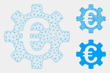 Euro Makine Dişli Vektör Örgü 2d Model ve Üçgen Mozaik Simgesi