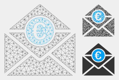 Euro Mail Vektör Örgü Tel Çerçeve Modeli ve Üçgen Mozaik Simgesi