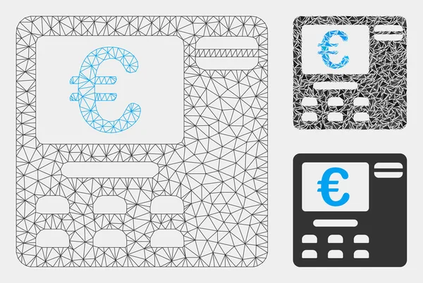 Euro ATM vector mesh karkas model en driehoek mozaïek pictogram — Stockvector