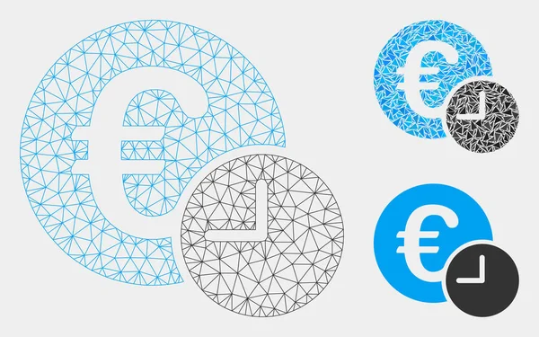 Modèle de réseau de maille vectorielle de crédit d'euro et icône de mosaïque de triangle — Image vectorielle